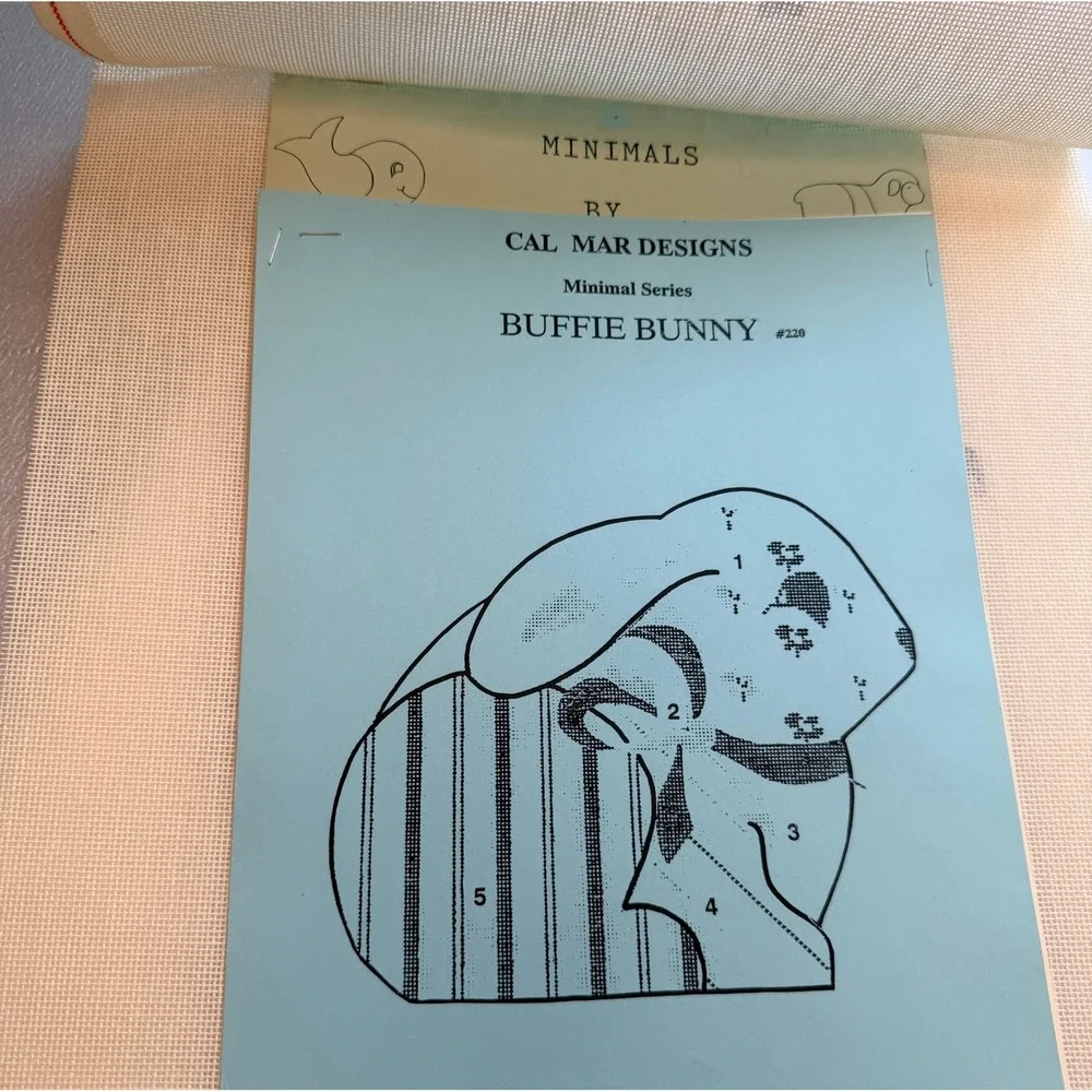 Vintage Susan Portra Buffie Bunny Needlepoint Canvas Cal Mar 220 w Guide